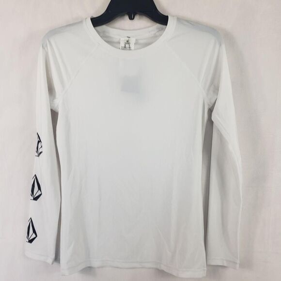 Volcom Shirt Womens Medium White Simply Core Long Sleeve Rash Guard UPF 50+ Swim - Picture 2 of 9